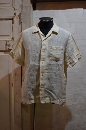us 1960s white linen short sleeve shirt