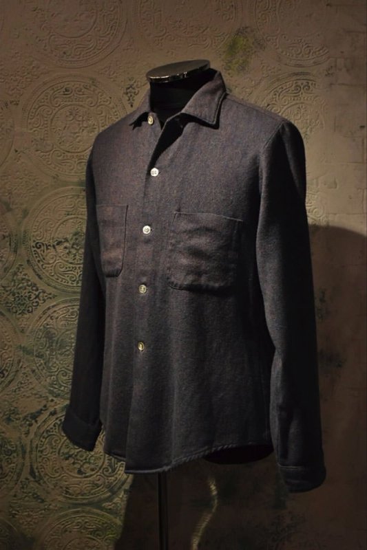 us 1960s nep wool open collar shirt