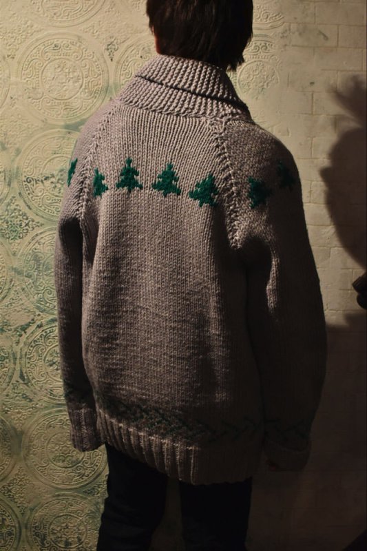 canadian 1960s tree motif Cowichan sweater