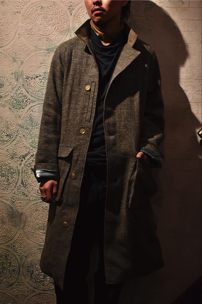 Verthandi clairton Shetland wool linen coat