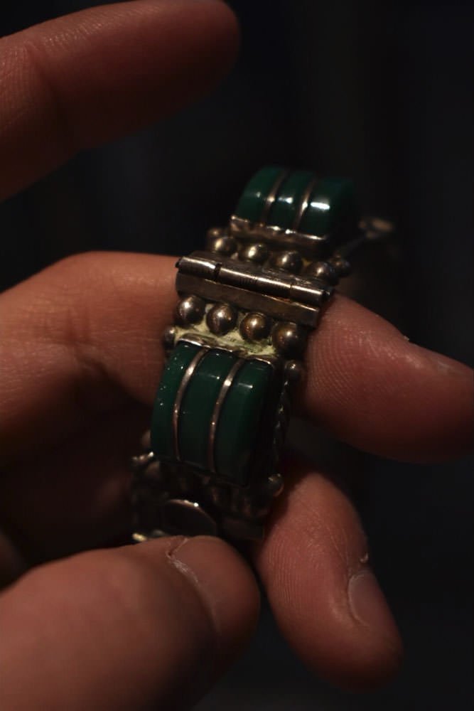 1960s~ green agate × silver bracelet
