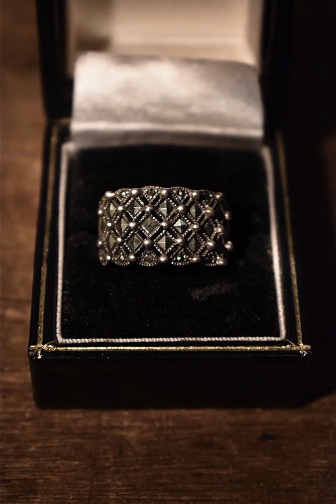 England vintage silver marcasite ring