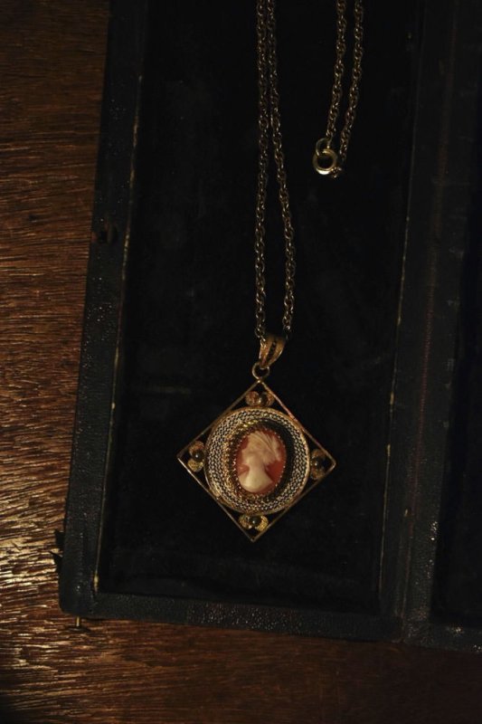 mid 20th cameo filigree necklace