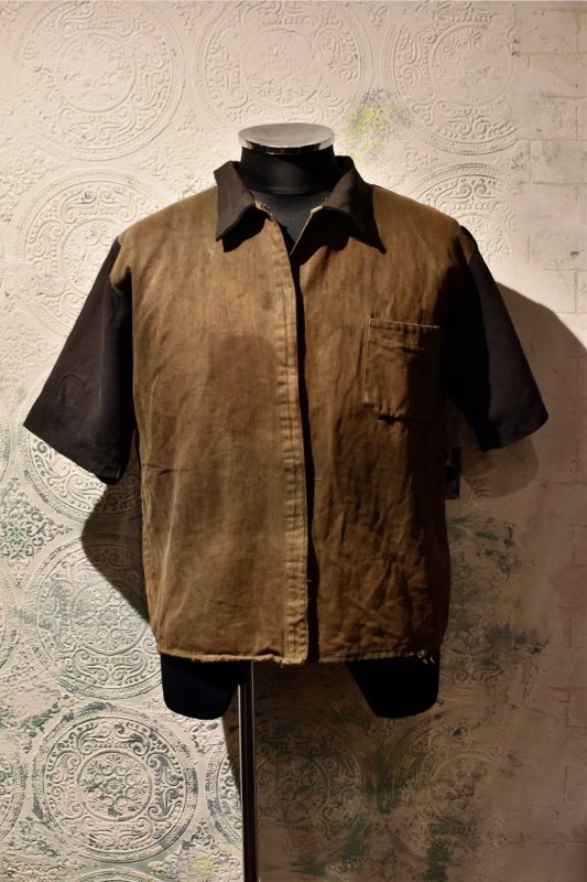 japanese 1930-40s 2tone cotton s/s shirt