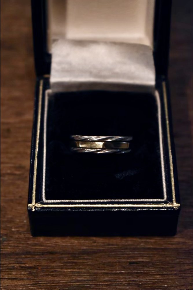 vintage silver × 9k gold ring