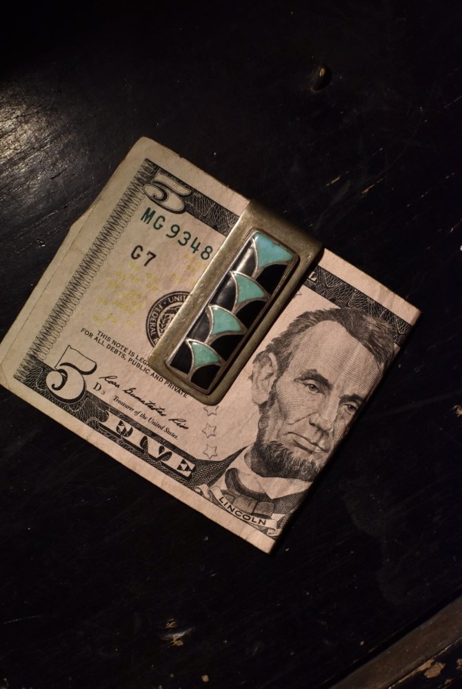 vintage onxy  turquoise money clip