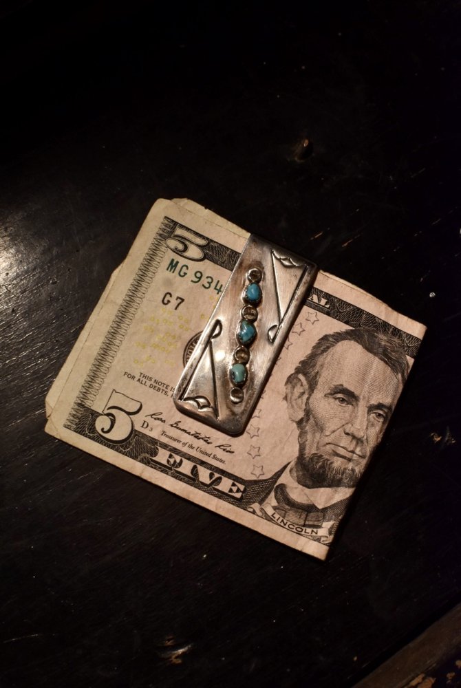 vintage silver turquoise money clip