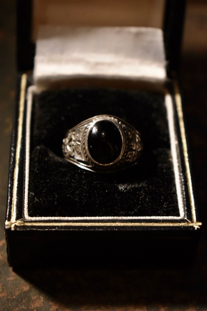 1970's silver × onyx college ring