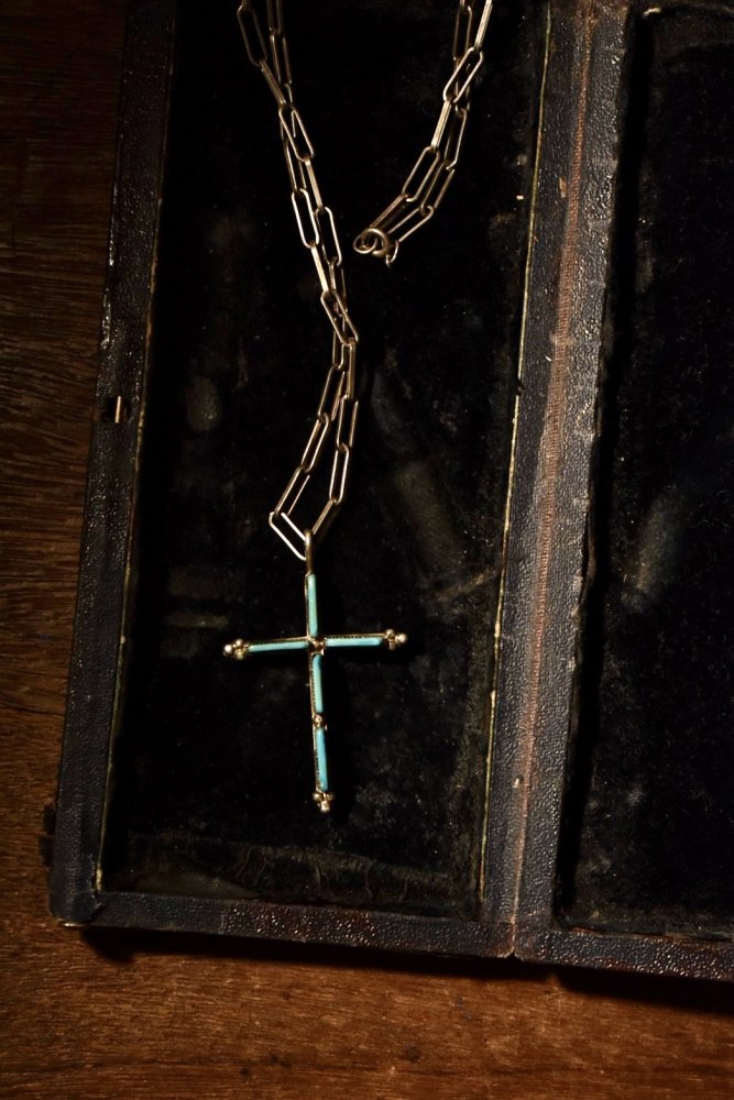 mid 20th turquoise  red coral cross necklace