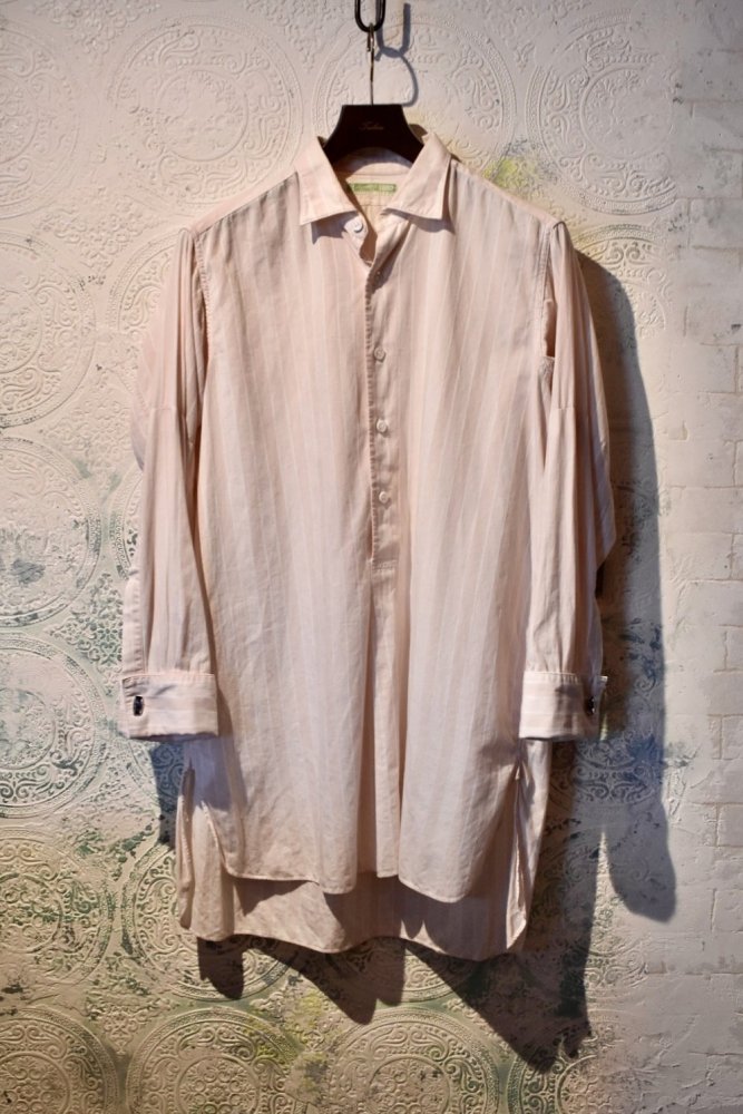 Germany 1950's~ cotton pink stripe grandpa shirt