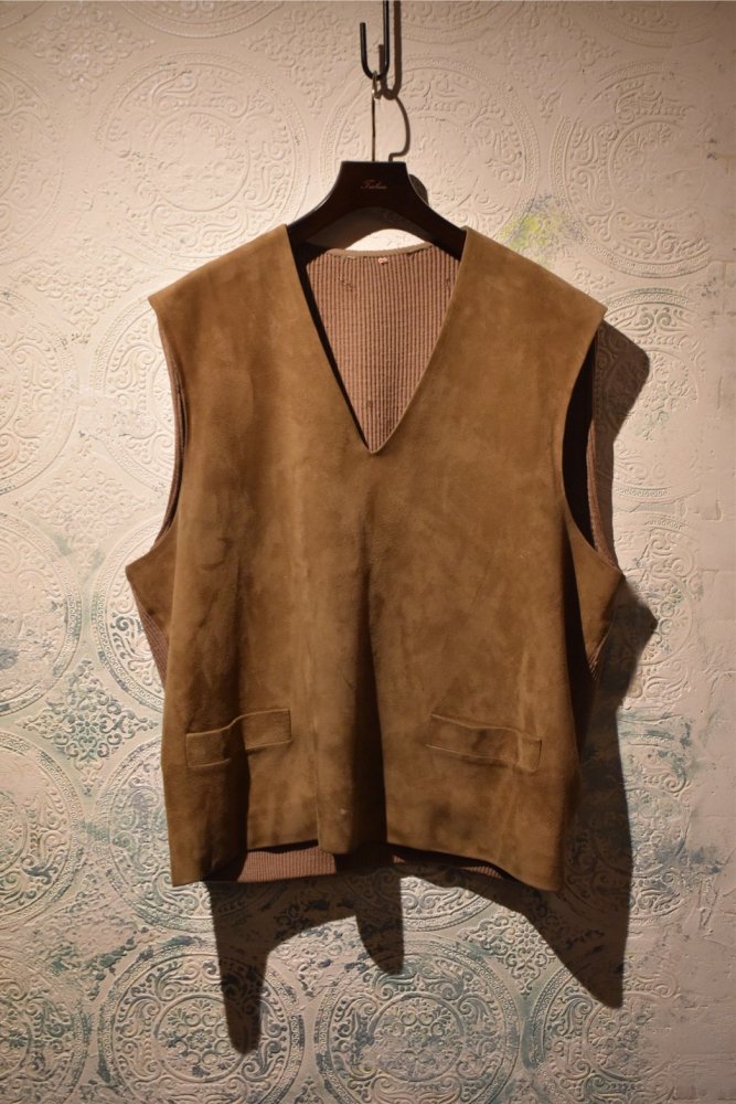 us 1950's~ nubuck × knit vest