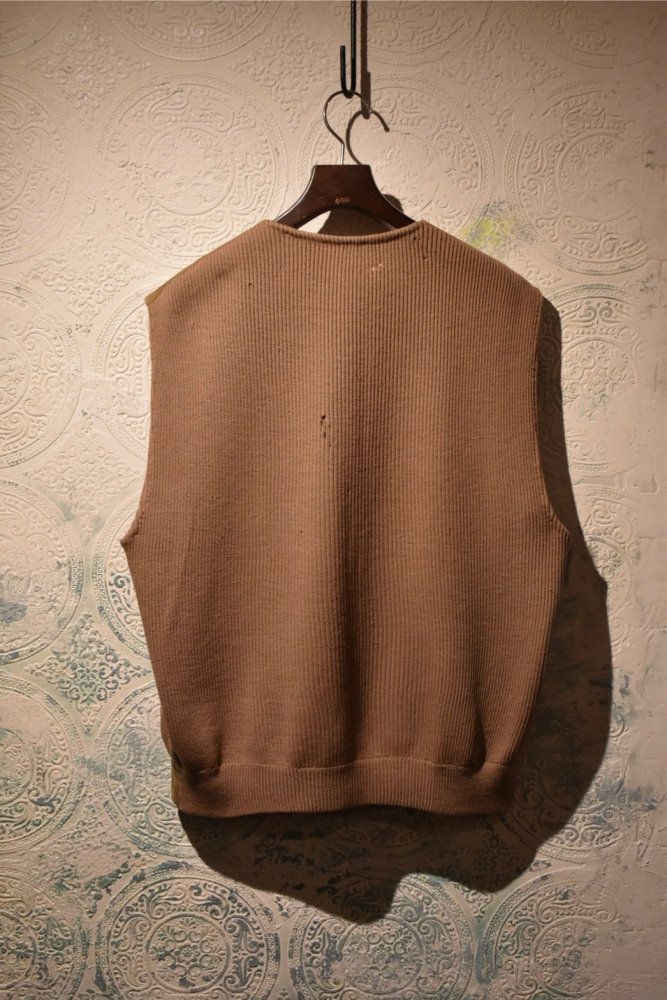 us 1950's~ nubuck × knit vest