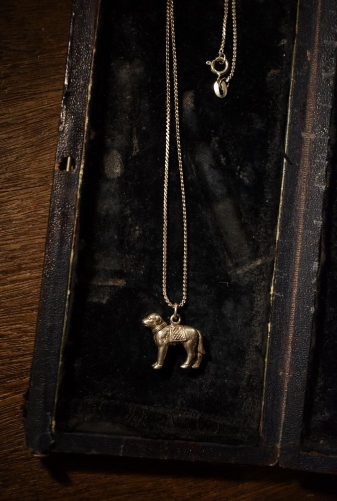 British vintage dog motif silver necklace
