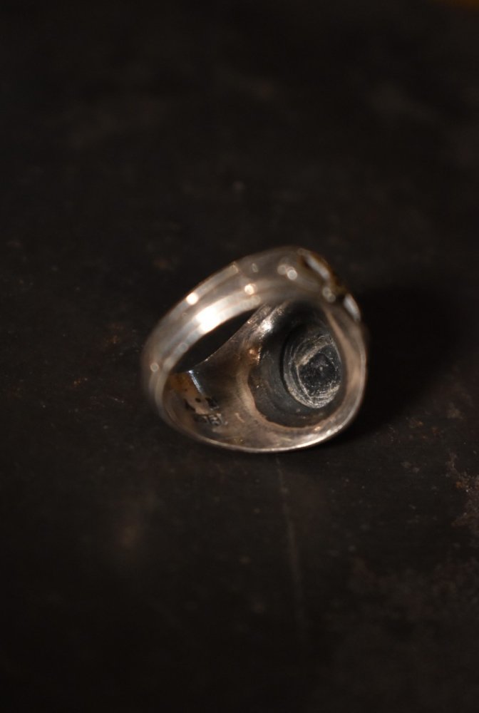 1980's silver × onyx college ring