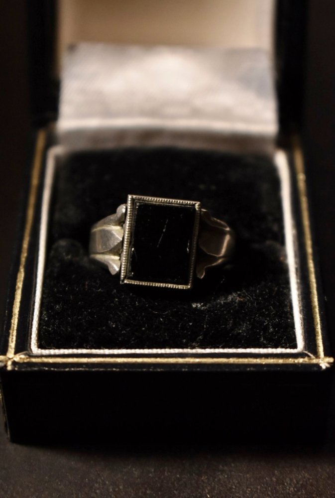vintage silver  onyx reversible ring