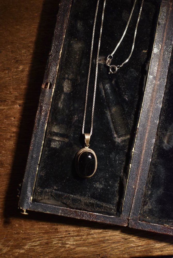 vintage silver  onyx necklace