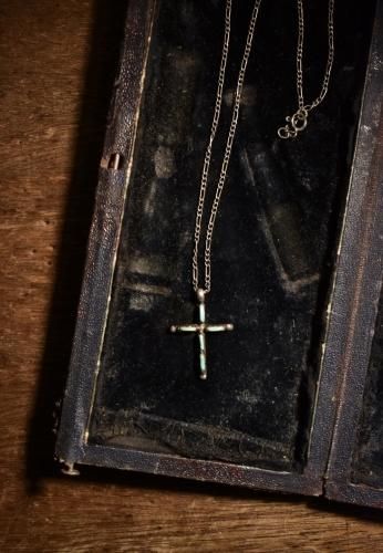 Vintage Zuni silver  turquoise cross necklace