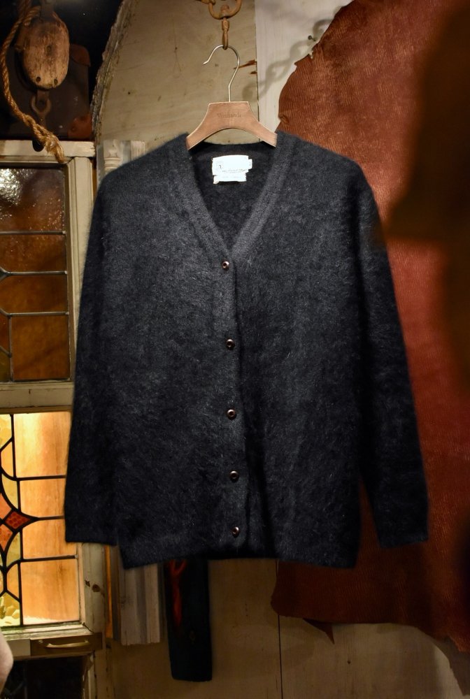 "us 1960's angola × wool black cardigan"