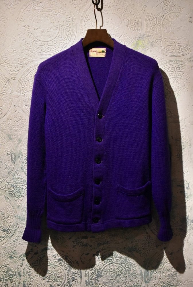 us 1950's Lamb Knit purple wool cardigan