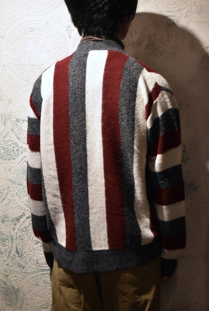 us 1960's acrylic stripe cardigan