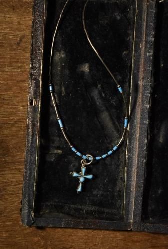 Vintage silver  turquoise cross necklace