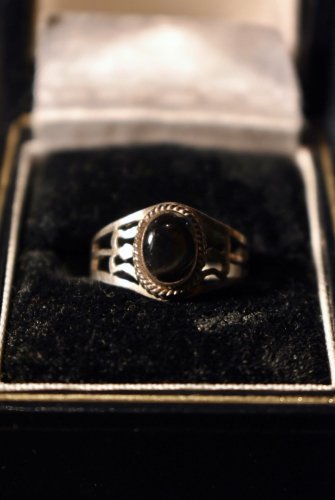 Vintage silver × black tiger eye ring