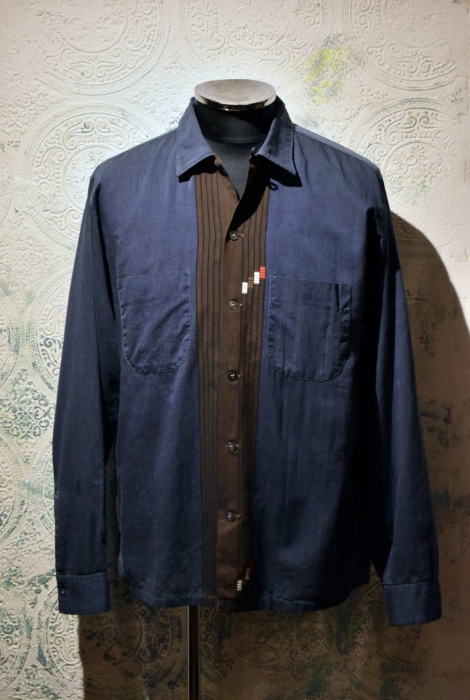 us 1960's cotton open collar shirt