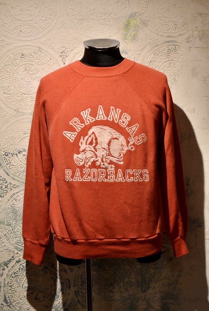 us 1960~70's ARKANSAS flocky print sweat