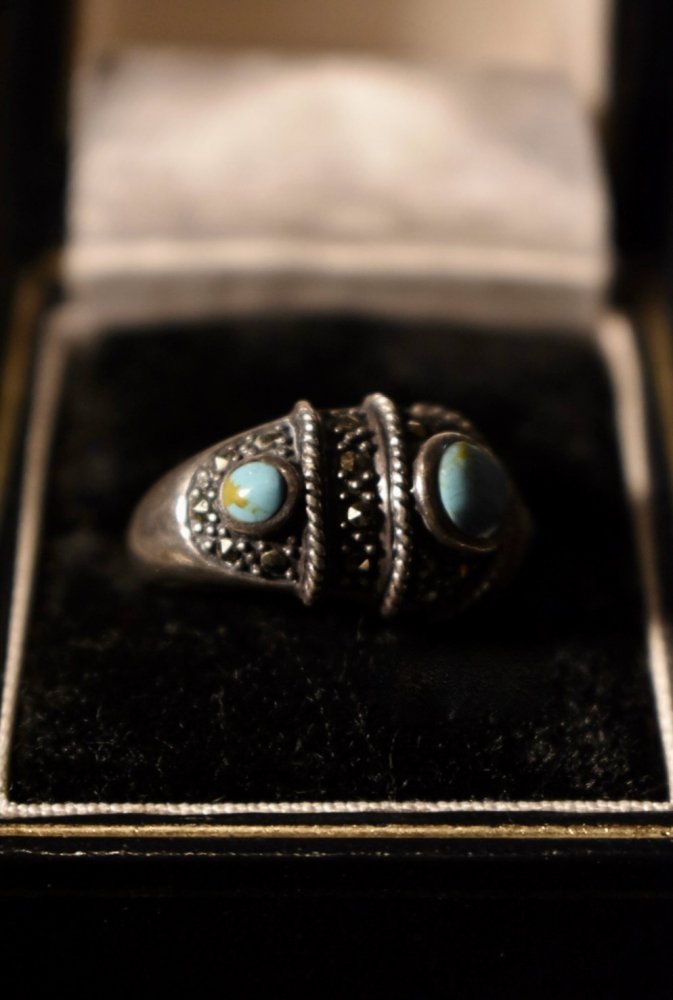 Vintage silver × turquoise × marcasite ring
