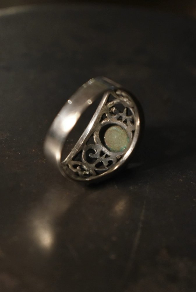 Vintage silver  green agate ring