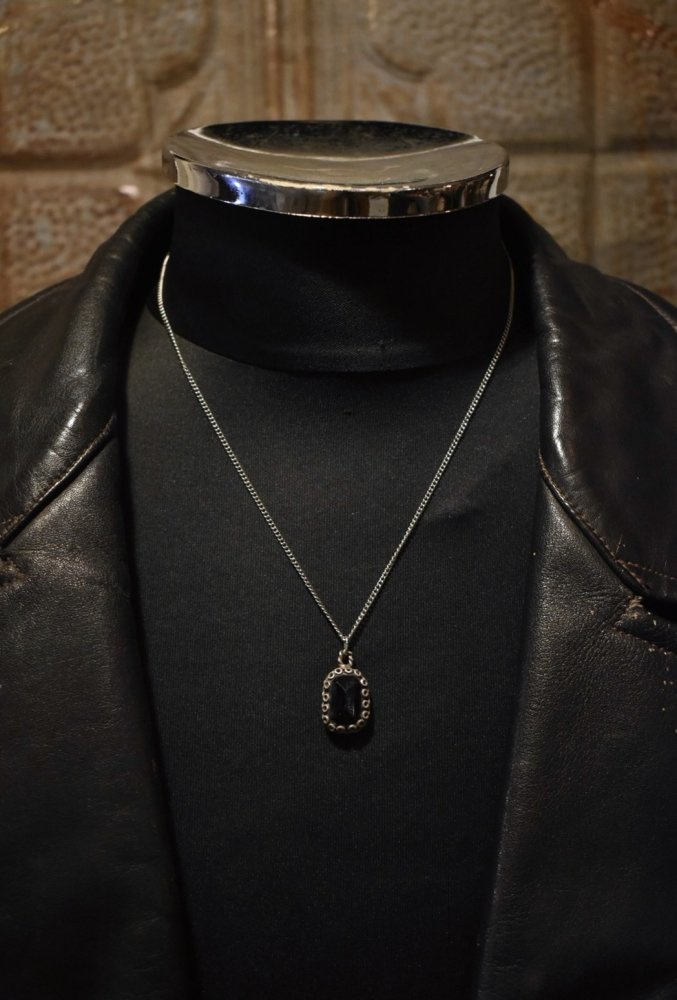 Vintage silver × onyx necklace