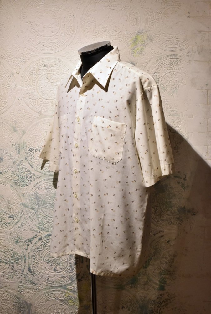 us 1970's flower pattern s/s shirt