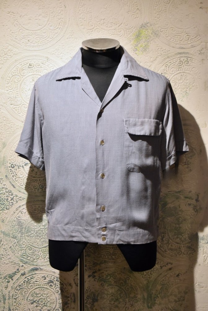 us 1950's hound's tooth rayon s/s shirt