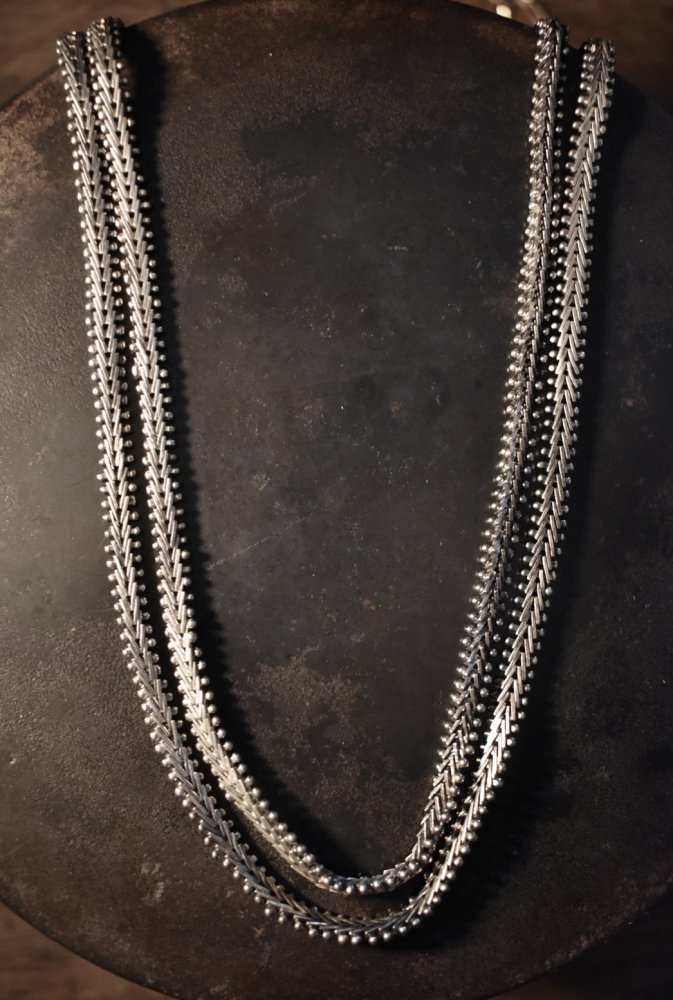 Mexico vintage silver two chain necklace