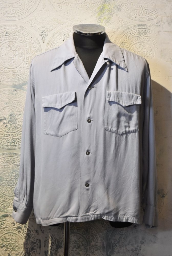 us 1950's open collar rayon shirt 16 1/2
