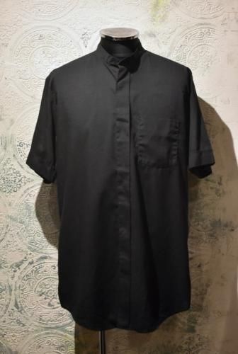 us 1970's~ stand collar s/s shirt
