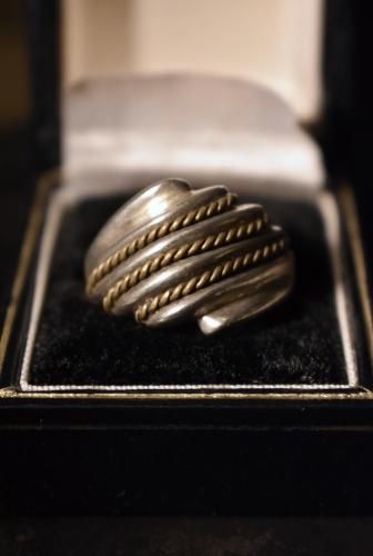 Mexico vintage silver  brass ring