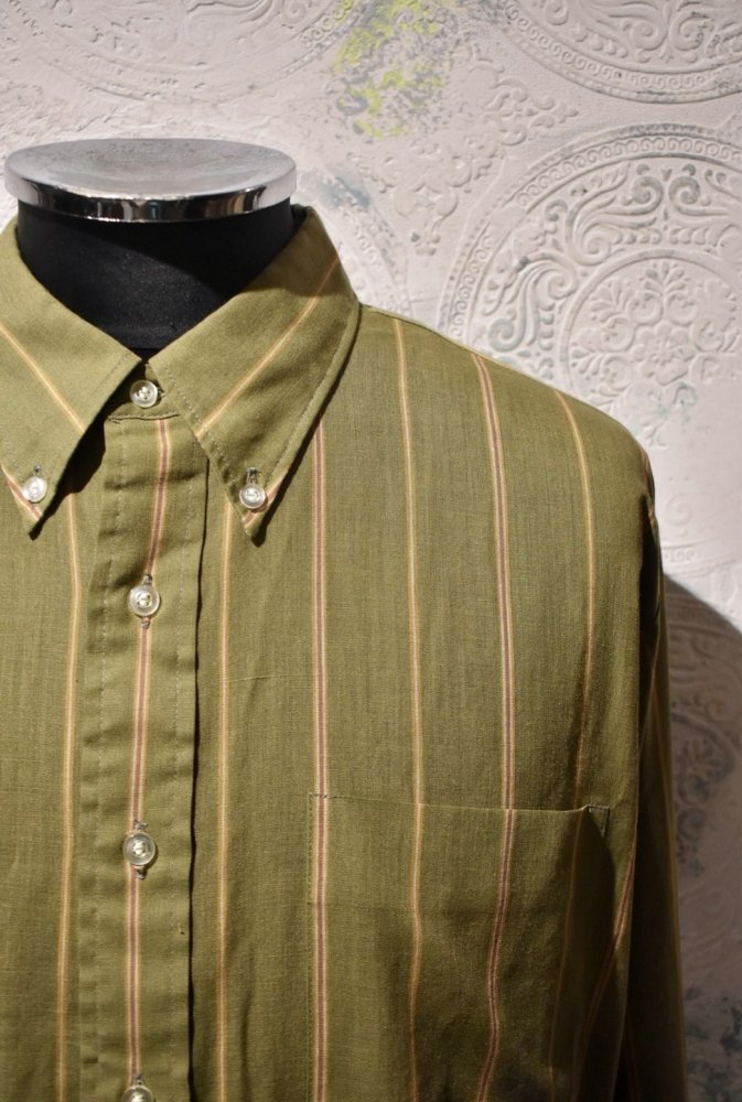 us 1960s~ "PURITAN" button down stripe shirt 