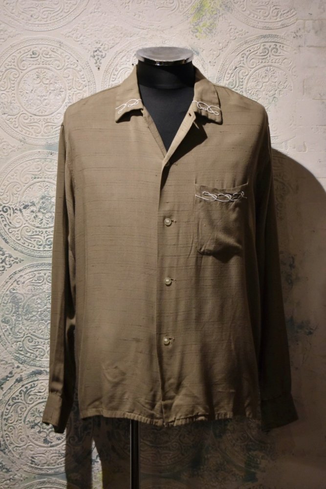 袖丈63rayon shirt 40s-50s レーヨンシャツ ビンテージ