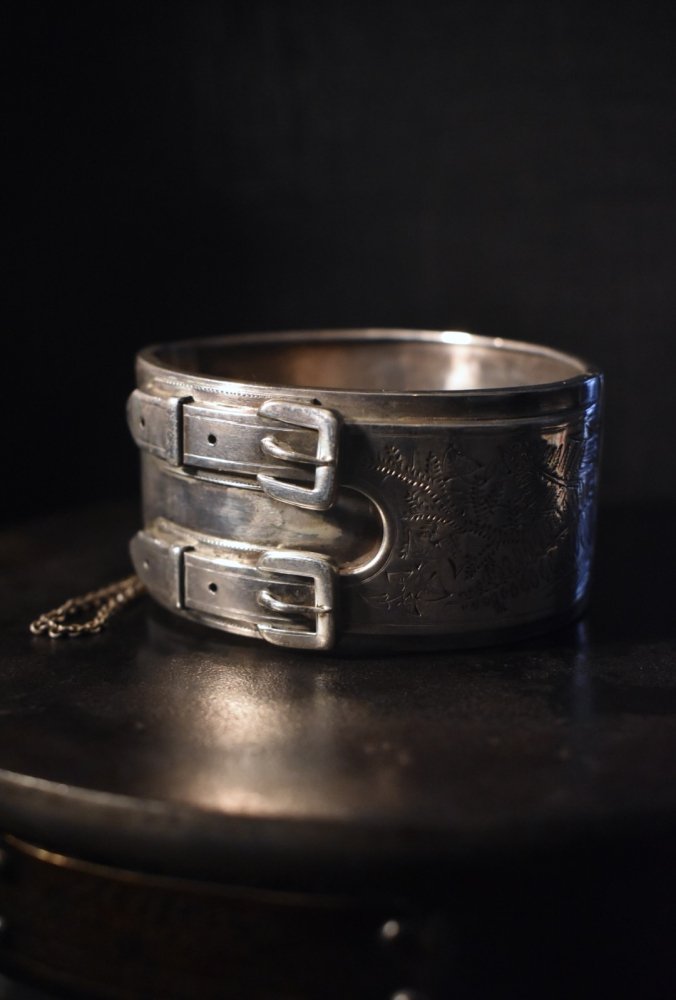 Vintage silver double belt bracelet