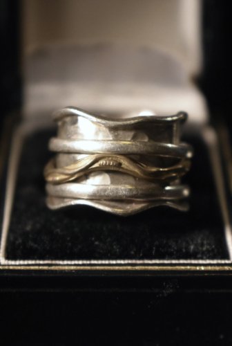 Vintage silver × brass ring