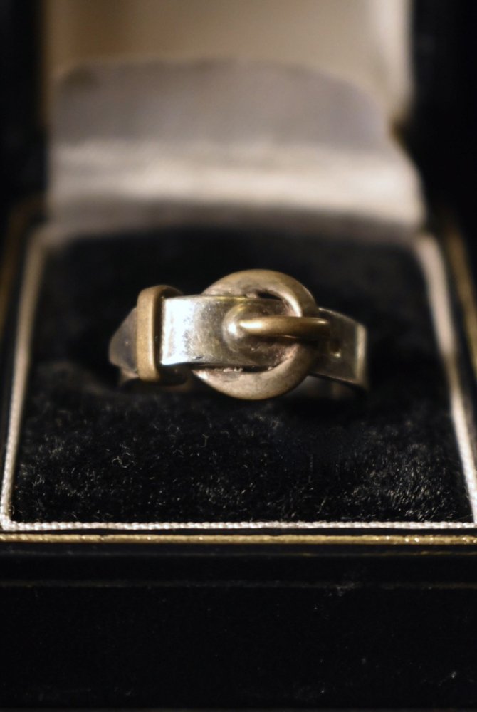 Mexico vintage  brass belt motif ring