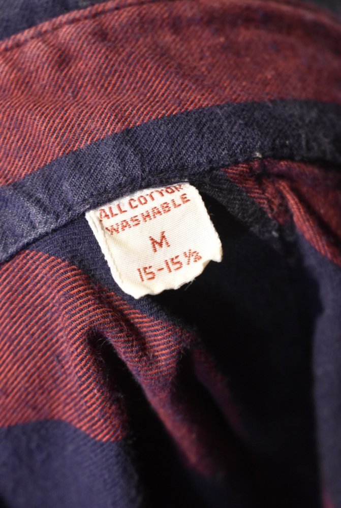 us 1960's~ cotton flannel stripe shirt
