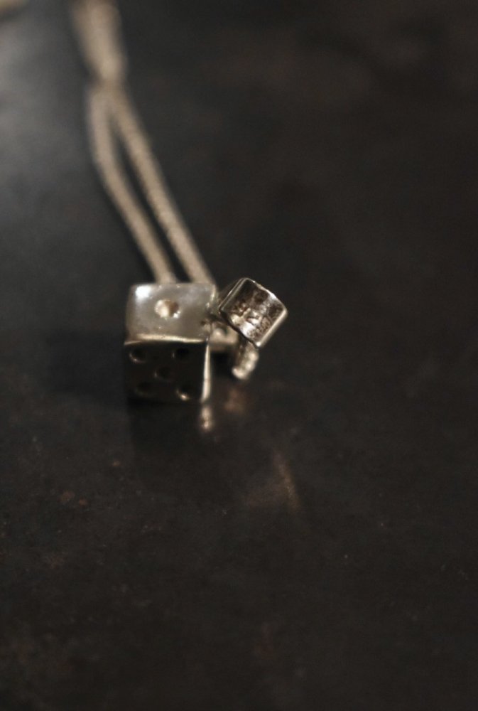 Vintage dice motif silver necklace
