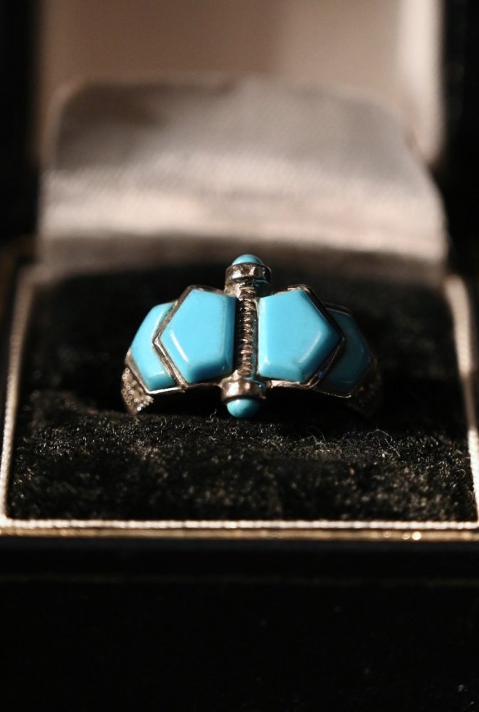 Vintage silver × turquoise × marcasite ring