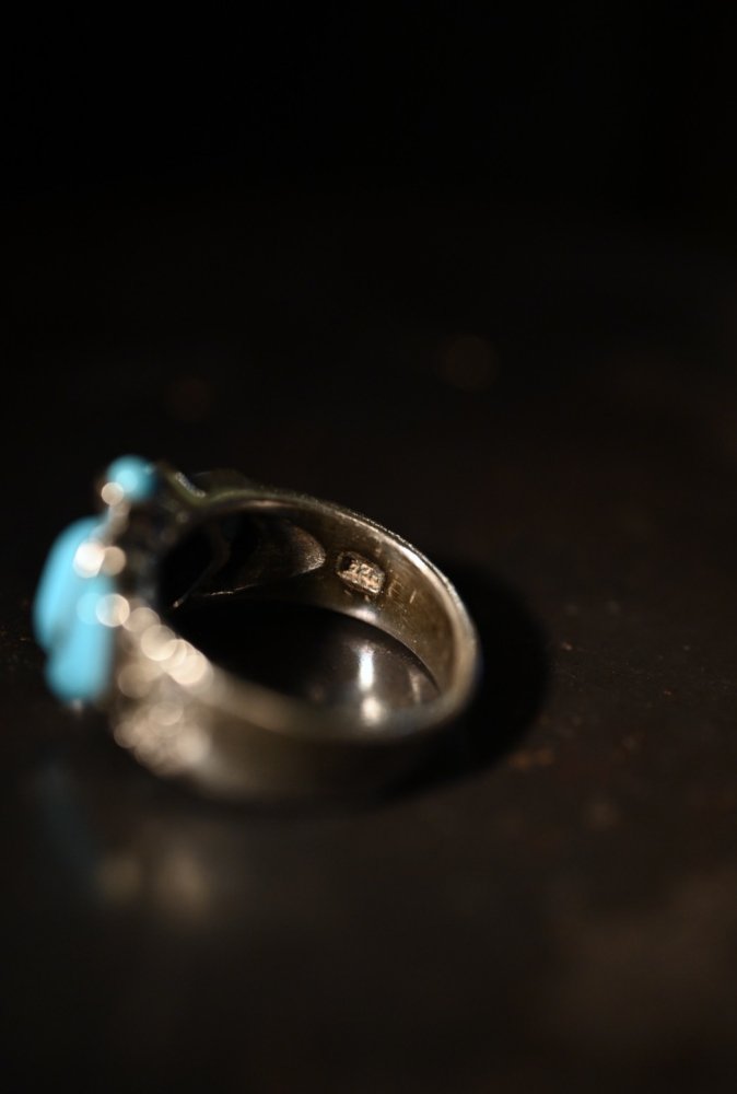 Vintage silver  turquoise  marcasite ring
