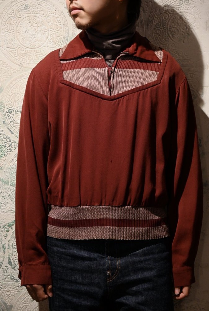 us 1950's rayon gabardine pullover shirt