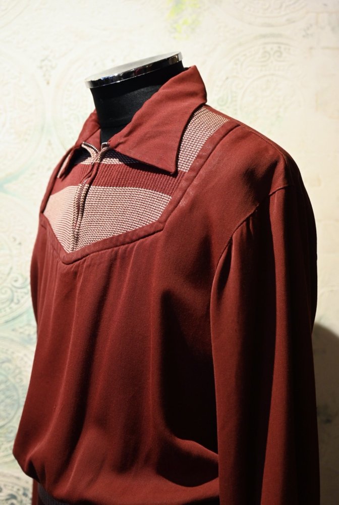 us 1950's rayon gabardine pullover shirt
