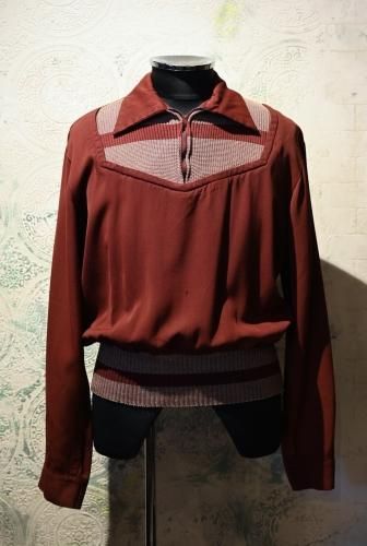 us 1950's rayon gabardine pullover shirt