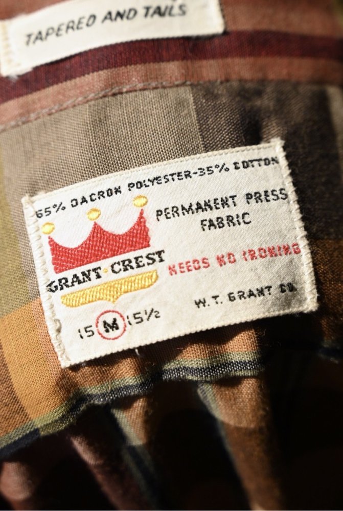 us 1960's~ "Grant Crest" madras check shirt